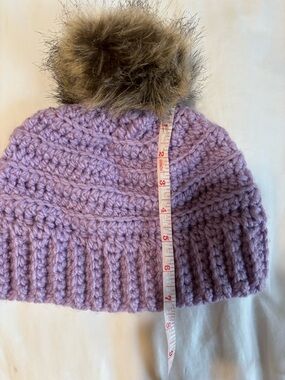 Lilac Cable-Knit Pom Pom Beanie for Kids - Unbranded